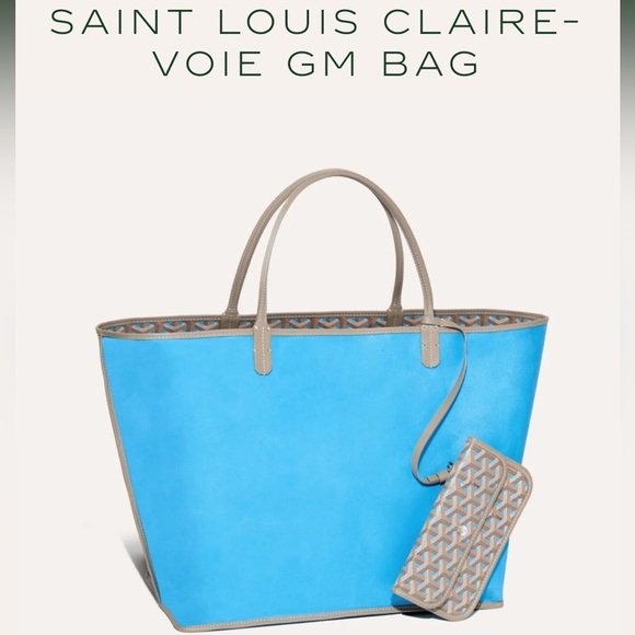 NEW GOYARD LIMITED EDITION Saint Louis Claire Voie GM Tote bag Turq/Grege - Picture 6 of 17